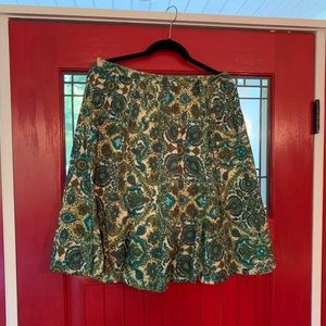 Vintage Indian Cotton Pleated Midi Skirt, Sz 10